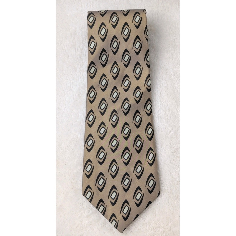 Robert Talbott Best of Class Silk Tie Tan Black Retro Geometric Nordstrom‎ USA